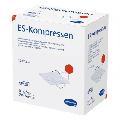 ES-KOMPRESSEN sterilní 5x5 cm 12x hromadné balení, 20X5 ks
