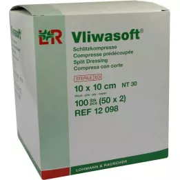 VLIWASOFT Štěrbinové kompresy 10x10 cm sterilní čtyřvrstvé, 50X2 ks