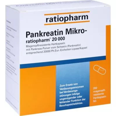 PANKREATIN Micro-ratio.20.000 entericky potahovaných tvrdých tobolek, 200 ks
