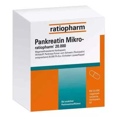 PANKREATIN Micro-ratio.20.000 entericky potahovaných tvrdých tobolek, 200 ks PANKREATIN Micro-ratio.20.000 entericky potahovaných tvrdých tobolek, 200 ks