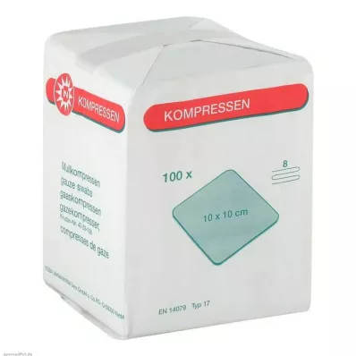 MULLKOMPRESSEN 10x10 cm nesterilní 8x, 100 ks