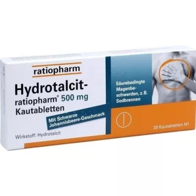 HYDROTALCIT-ratiopharm 500 mg žvýkací tablety, 20 ks