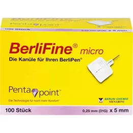 BERLIFINE mikrokanyly 0,25x5 mm, 100 ks