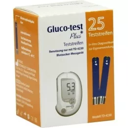 GLUCO TEST Testovací proužky na glukózu v krvi Plus, 25 ks