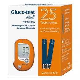 GLUCO TEST Testovací proužky na glukózu v krvi Plus, 25 ks