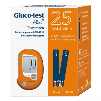 GLUCO TEST Testovací proužky na glukózu v krvi Plus, 25 ks