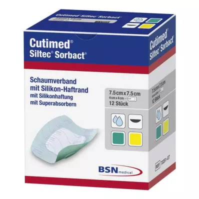 Cutimed Siltec Sorbact PU-obvaz 7,5x7,5 cm, 12 ks