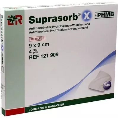 SUPRASORB X+PHMB HydroBalance obvaz na rány 9x9 cm, 4 ks