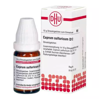 CUPRUM SULFURICUM D 12 globulí, 10 g