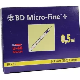 BD MICRO-FINE+ Inzulinspr.0,5 ml U40 8 mm, 100X0,5 ml