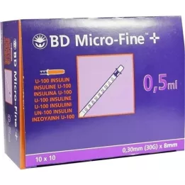BD MICRO-FINE+ Inzulinspr.0,5 ml U100 8 mm, 100X0,5 ml