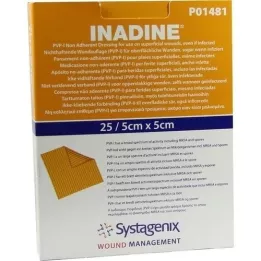 INADINE Mast gáza w. PVP Jod. 5x5cm, 25 ks