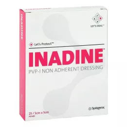 INADINE Mast gáza w. PVP Jod. 5x5cm, 25 ks