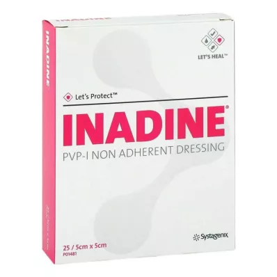 INADINE Mast gáza w. PVP Jod. 5x5cm, 25 ks