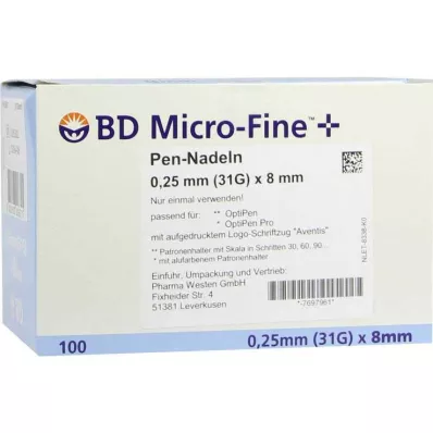 BD Micro-Fine + 8 jehel 0,25x8 mm, 100 ks
