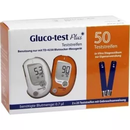 GLUCO TEST Testovací proužky na glukózu v krvi Plus, 50 ks
