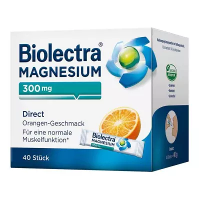 BIOLECTRA Hořčík 300 mg Direct Orange Sticks, 40 ks