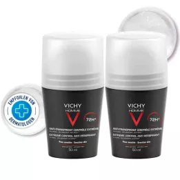 VICHY HOMME Deo Roll-on Antiperspirant 72h DP, 2X50 ml