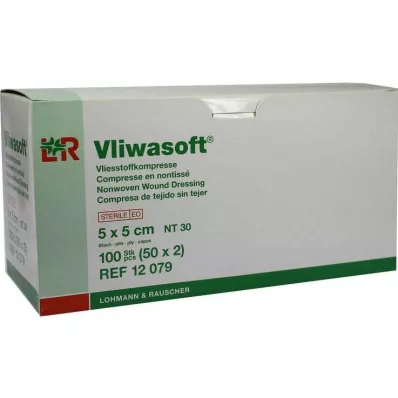 Vliwasoft fleece obklady 5x5cm 6vrstvé sterilní, 50x2 kusy