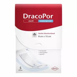 DRACOPOR vodotěsný obvaz na rány 8x15 cm sterilní, 5 ks