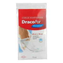 DRACOPOR vodotěsný obvaz na rány 10x20 cm sterilní, 5 ks