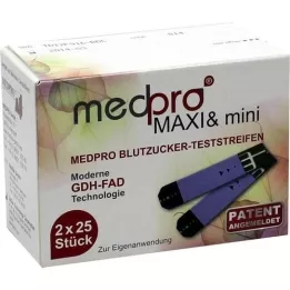 MEDPRO Maxi &amp; mini glukózové testovací proužky, 2x25 ks