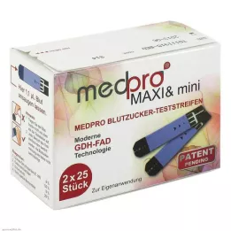 MEDPRO Maxi &amp; mini glukózové testovací proužky, 2x25 ks