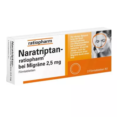 Naratriptan ratiopharm na migrény potahované tablety, 2 ks