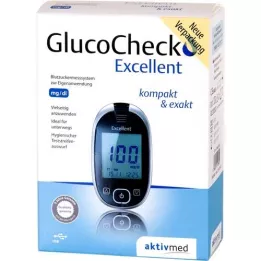 GLUCOCHECK Vynikající sada glukometrů pro měření hladiny glukózy v krvi mg/dl, 1 ks