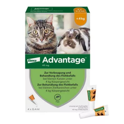 Advantage 40 pro malé kočky a okrasné králíky do 4 kg, 4X0,4 ml