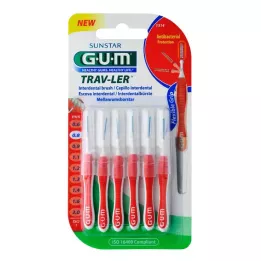 GUM TRAV-LER 0,8mm svíčka červená mezizubní+6kapslí, 6 ks