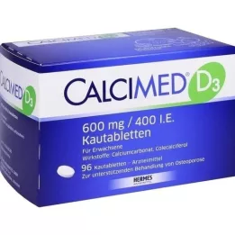 CALCIMED D3 600 mg/400 I.U. Žvýkací tablety, 96 ks
