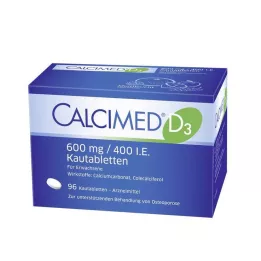CALCIMED D3 600 mg/400 I.U. Žvýkací tablety, 96 ks