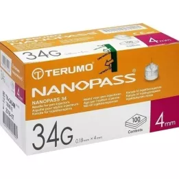 TERUMO NANOPASS 34 Pen Cannula 34 G 0,18x4 mm, 100 ks