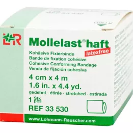 MOLLELAST samolepicí obvazy bez latexu 4 cmx4 m bílé, 1 ks