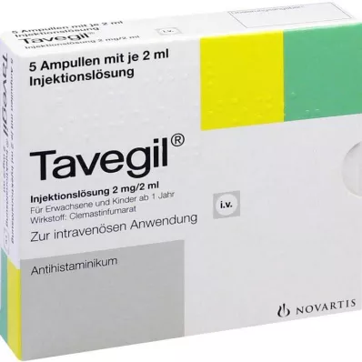 Tavegil injekční roztok 2 mg / 2 ml ampule, 5X2 ml