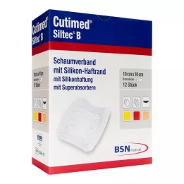 CUTIMED Siltec B Pěnový obvaz 10x10 cm s lepidlem, 12 ks