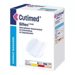 CUTIMED Siltec Plus pěnový obvaz 10x10 cm lepidlo, 12 ks