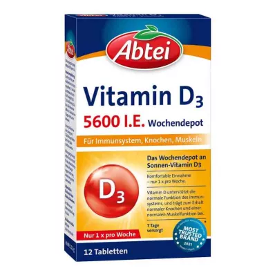 Abbey Vitamin D3 5 600 I.e.Týdenní depotní tablety (12 kusů)