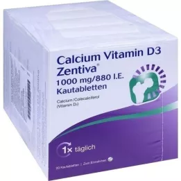 CALCIUM VITAMIN D3 Zentiva 1000 mg/880 I.U. žvýkací tablety, 100 ks