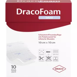 DRACOFOAM Infekční pěnový obvaz 10x10 cm, 10 ks