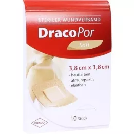 DRACOPOR Obvaz na rány 3,8x3,8 cm sterilní v barvě kůže, 10 ks