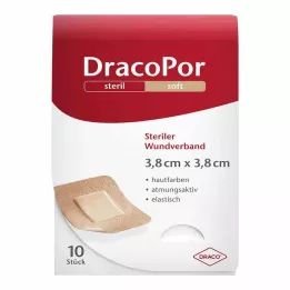 DRACOPOR Obvaz na rány 3,8x3,8 cm sterilní v barvě kůže, 10 ks