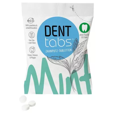 DENTTABS Tablety na zubní kartáček stevia-máta bez fluoridu, 125 ks