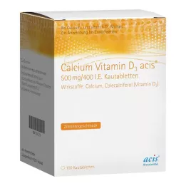 CALCIUM VITAMIN D3 acis 500 mg/400 I.U. Žvýkací tablety, 100 ks