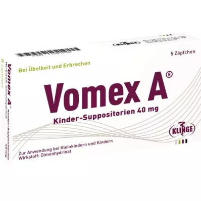 VOMEX A Dětské čípky 40 mg, 5 ks