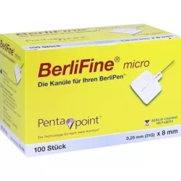 BERLIFINE mikrokanyly 0,25x8 mm, 100 ks