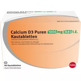 CALCIUM D3 Puren 1000 mg/880 I.U. Žvýkací tablety, 90 ks