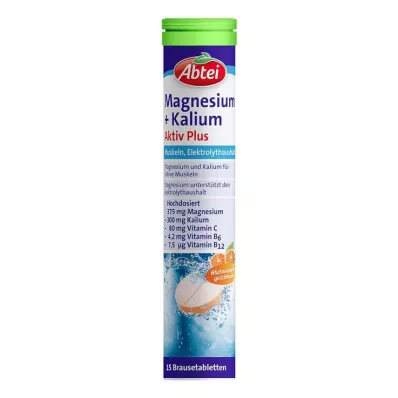 Abbey Magnesium + Potassium Active Plus šumivé tablety, 15 ks