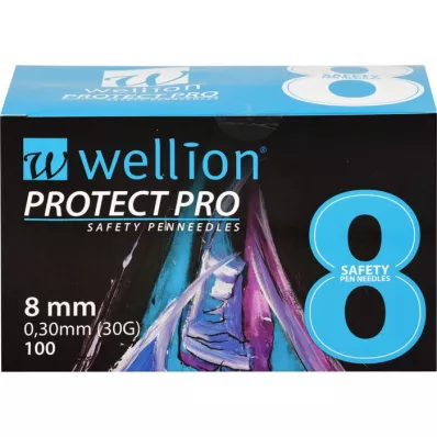 WELLION PROTECT PRO Bezpečnostní jehly 30 G 8 mm, 100 ks